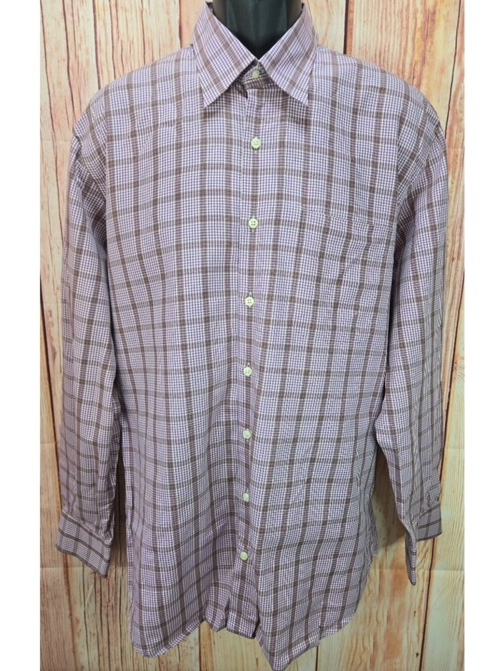 Peter Millar Purple Plaid Dress Shirt Size Large